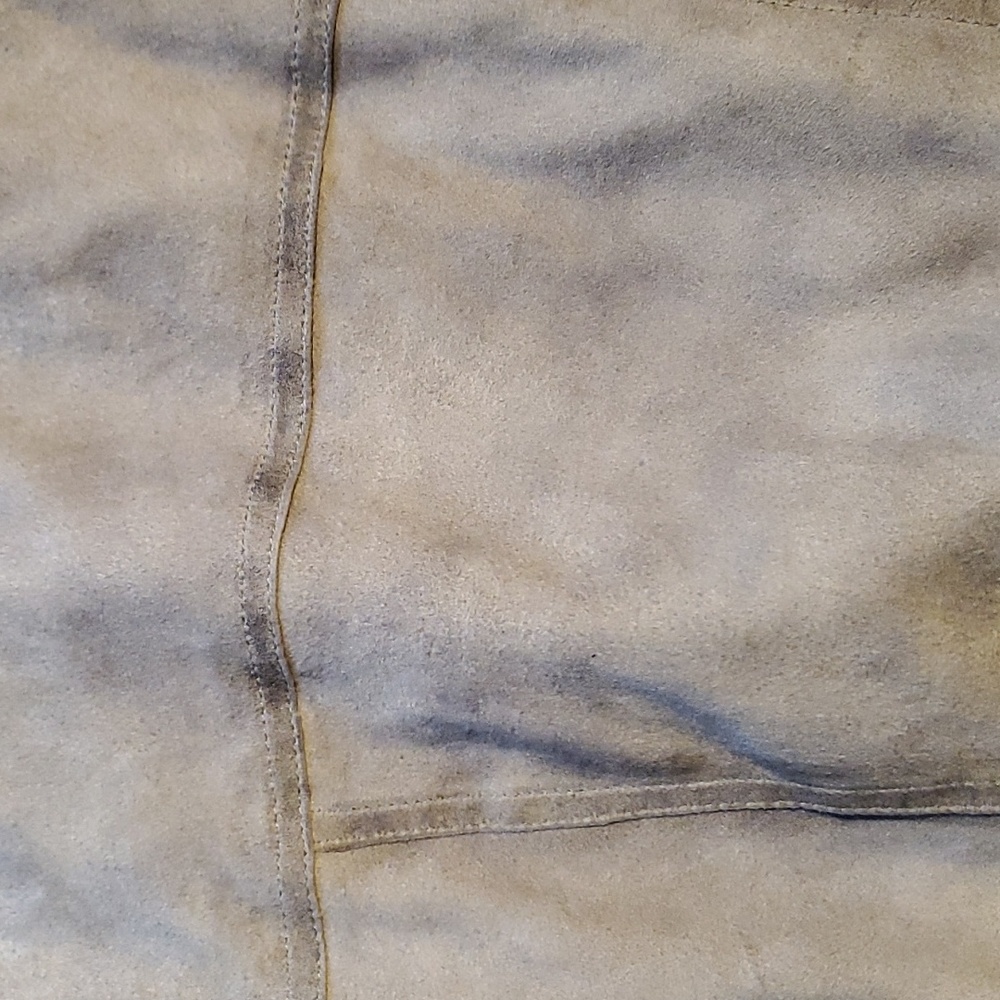 Taupe lamb suede distressed leather jacket - Picture 8 of 8